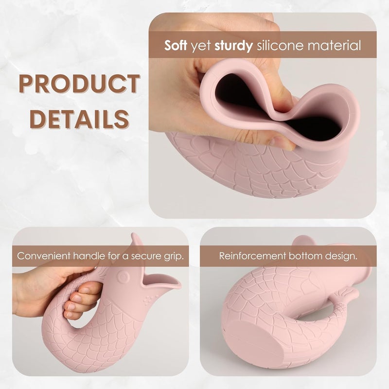 Mintlyfe Baby Bath Rinse Cup, Silicone Shampoo Washing Rinse Cup for Kids, Bath Rinse Cup with Handle (Blush) - Image 3